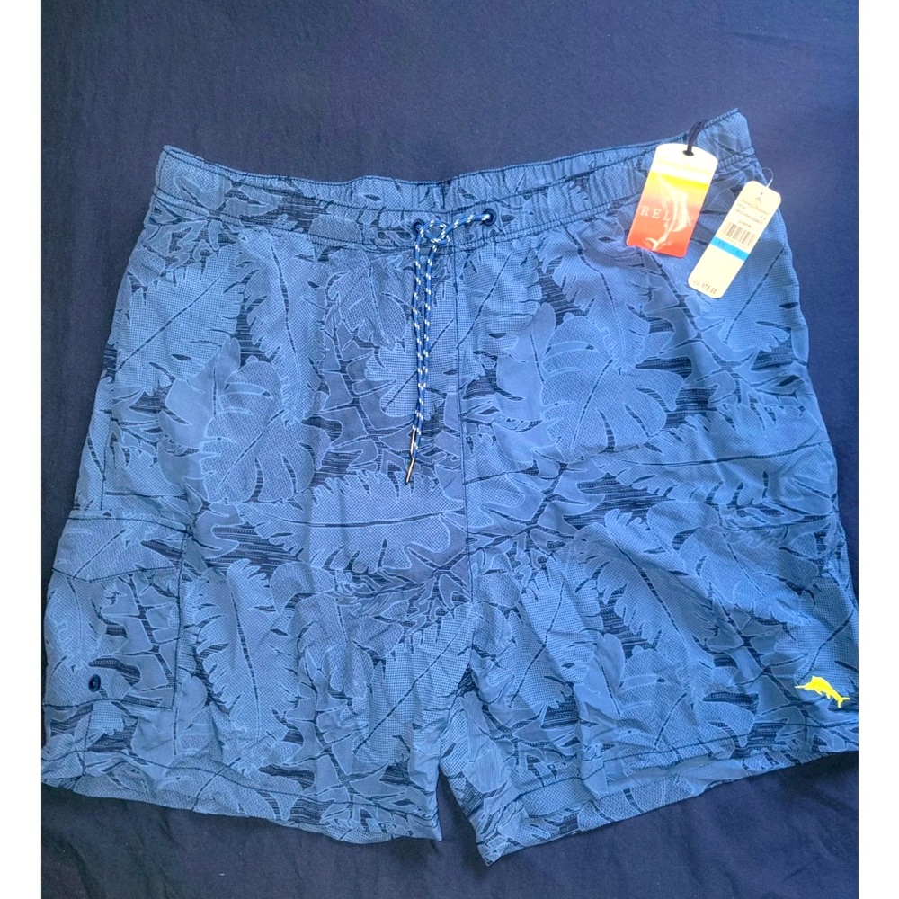 Tommy Bahama Blue Swim Shorts with Netting (Some Fading) (Size: Large)